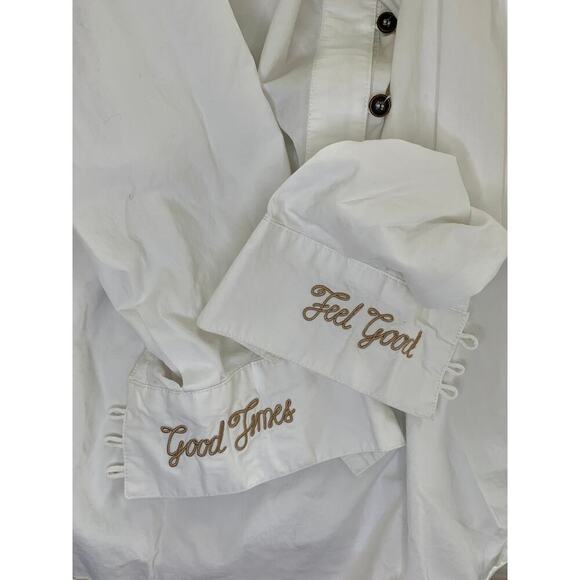 One X Oneteaspoon Ruffle Neck Shirt in White Small Good Times-Feel Good Cuffs - Picture 4 of 5